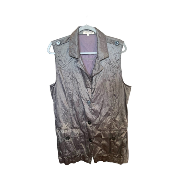 TravelSmith Jackets & Blazers - TravelSmith Vest XL Olive Gray Metallic Dress Sheen Cargo Poly Cotton